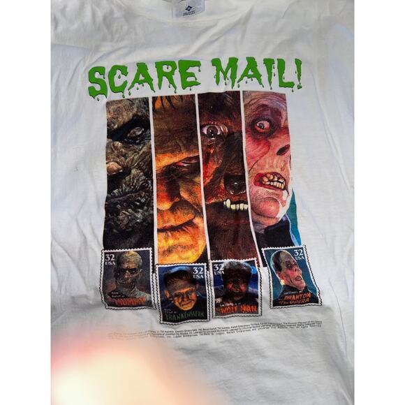 SUPER RARE SCARE MAIL 4 MONSTER HORROR UNWORN STAMP TEE UNIVERSAL - Picture 1 of 6